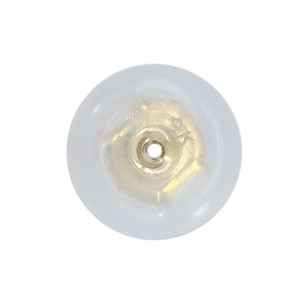 Macro display showing silicon nut mounted on earring post